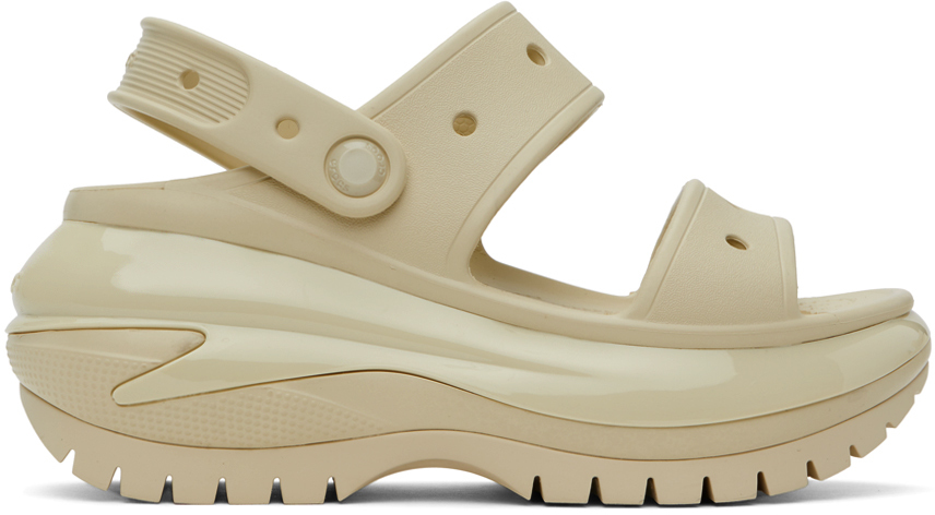 Shop Crocs Off-white Mega Crush Sandals In Bone
