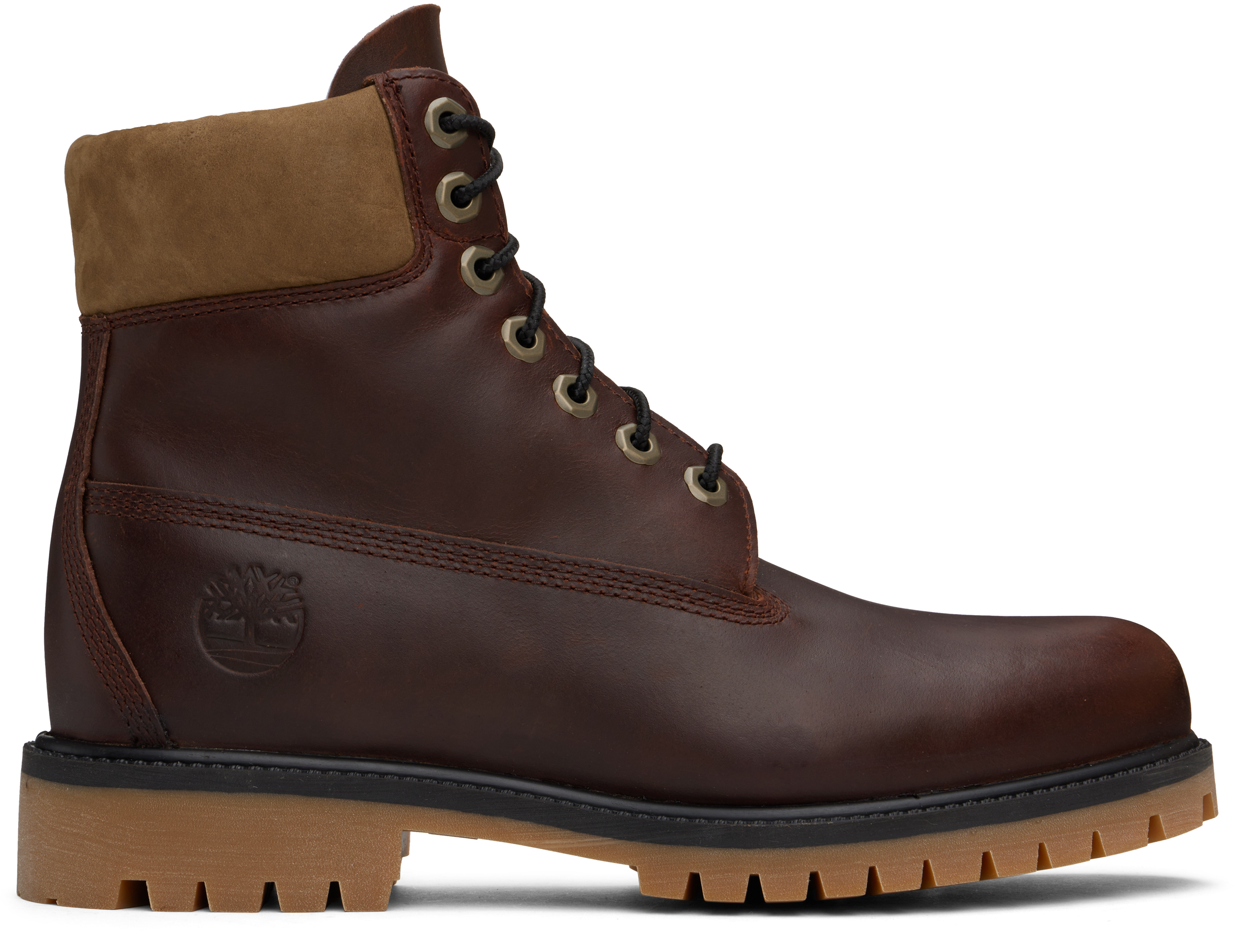 TIMBERLAND BURGUNDY HERITAGE 6-INCH LACE-UP WATERPROOF BOOTS 