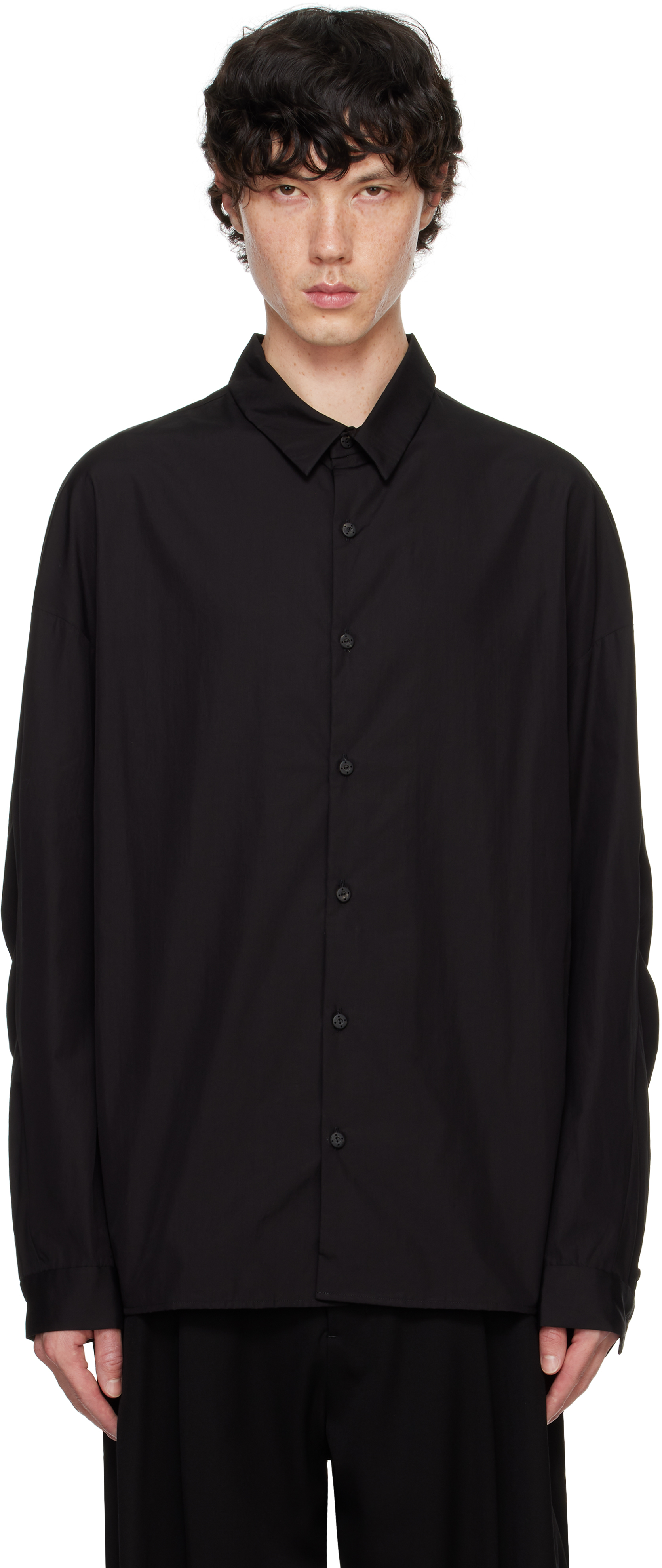 Shop Devoa Black Poplin Shirt