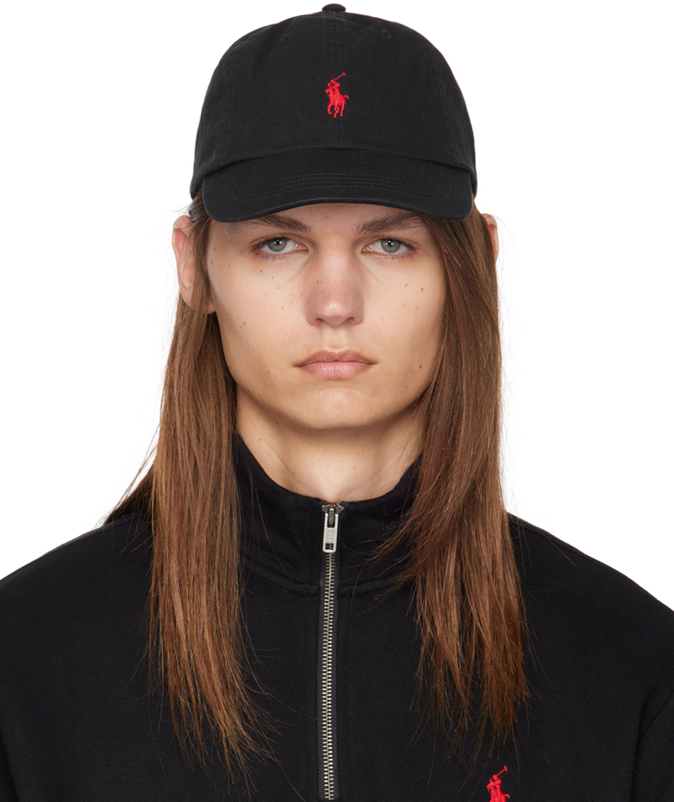 Polo Ralph Lauren: Black Cotton Chino Ball Cap | SSENSE