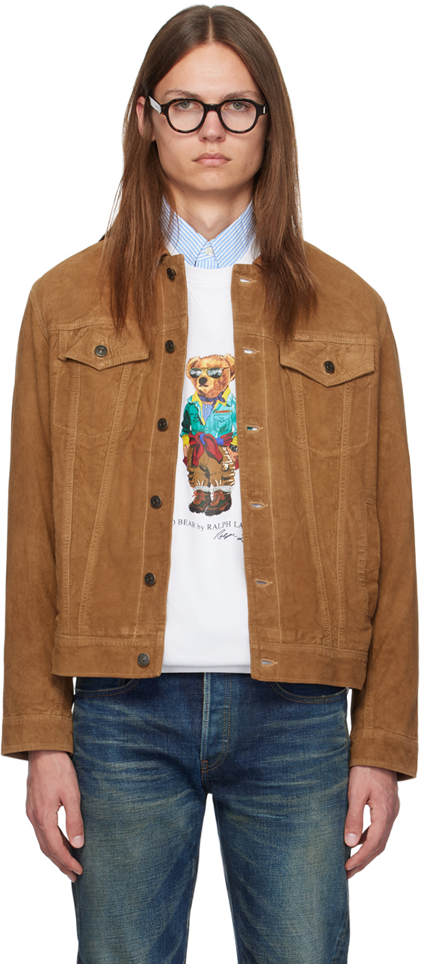 Shop Polo Ralph Lauren Tan Suede Trucker Jacket In Rustic Tan X