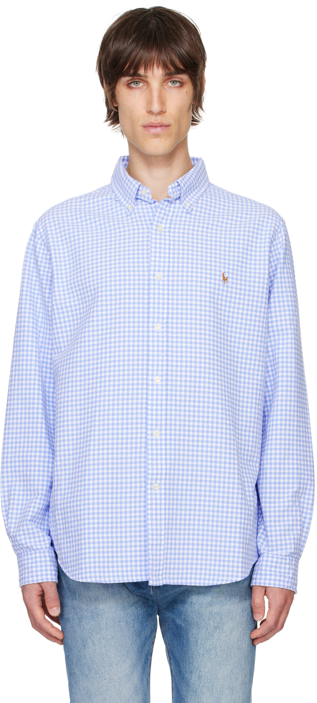 Shop Polo Ralph Lauren ブルー＆ホワイト チェック シャツ In 4338a Light Blu/whit