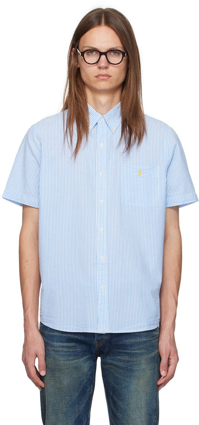 Polo Ralph Lauren Blue Rl Prepster Classic Fit Shirt In 2604a Blue/white