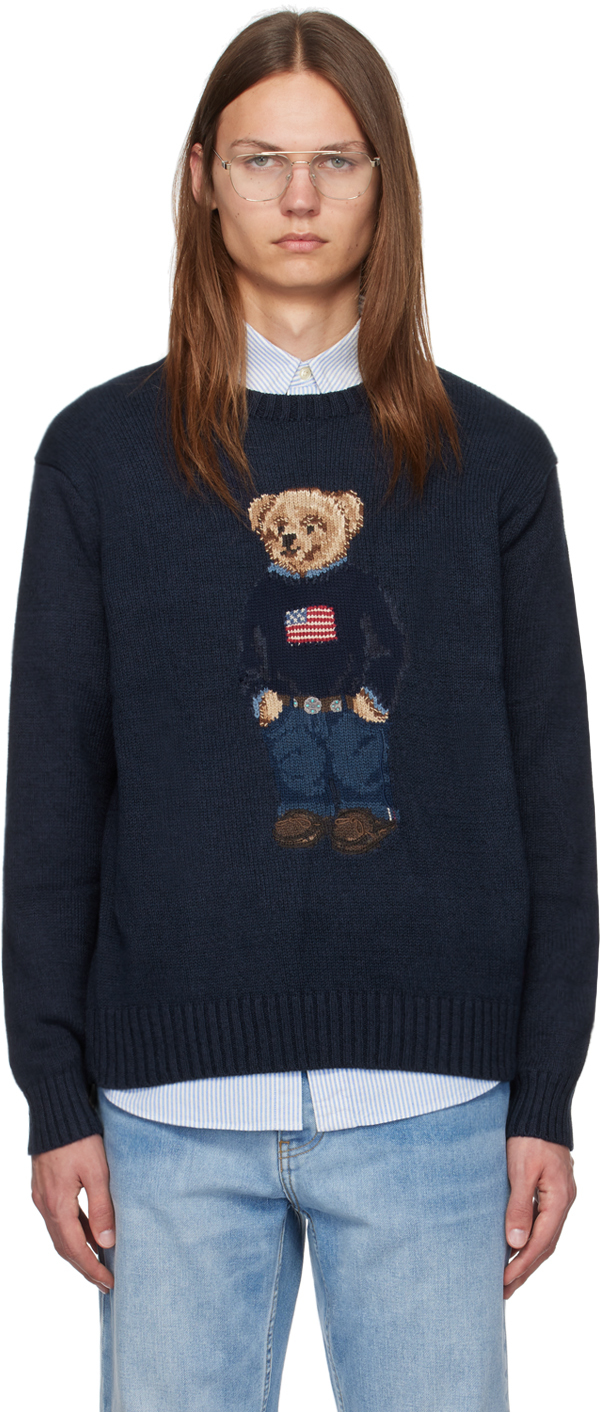 Shop Polo Ralph Lauren Navy Bear Sweater