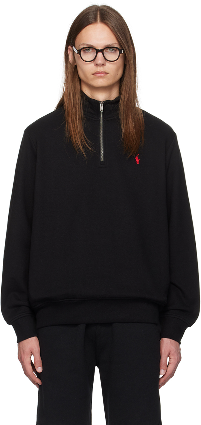 Shop Polo Ralph Lauren Black Embroidered-logo Sweatshirt In Polo Black