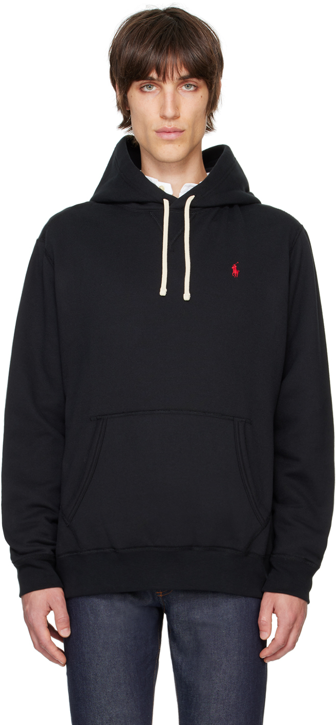 Shop Polo Ralph Lauren Black 'the Rl' Fleece Hoodie In Polo Black