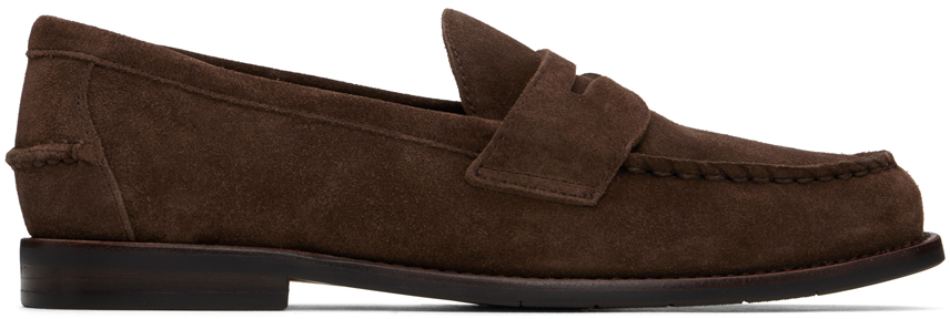 Shop Polo Ralph Lauren Brown Alston Suede Penny Loafers In Dark Brown