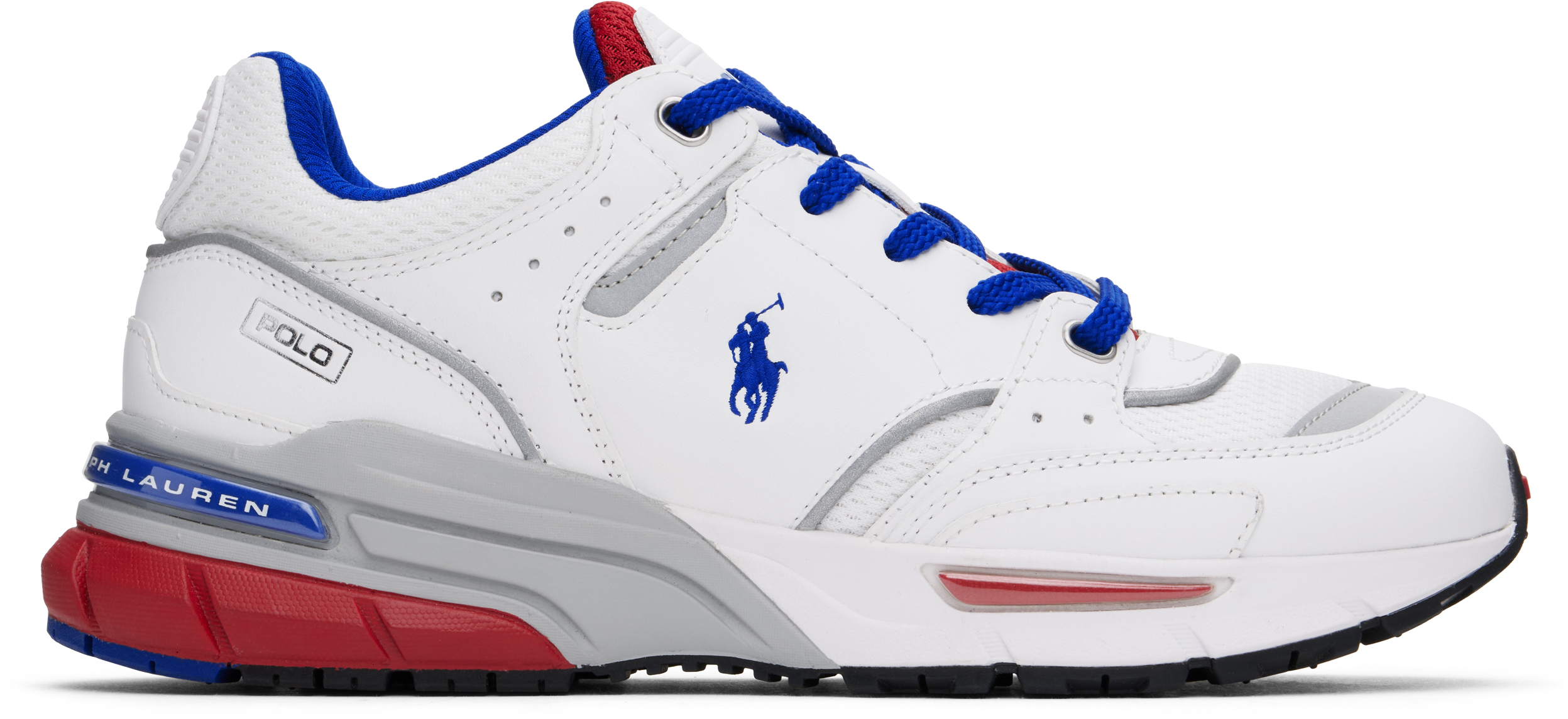 Shop Polo Ralph Lauren White & Red Trackster 200 Sneakers In Red/white/royal