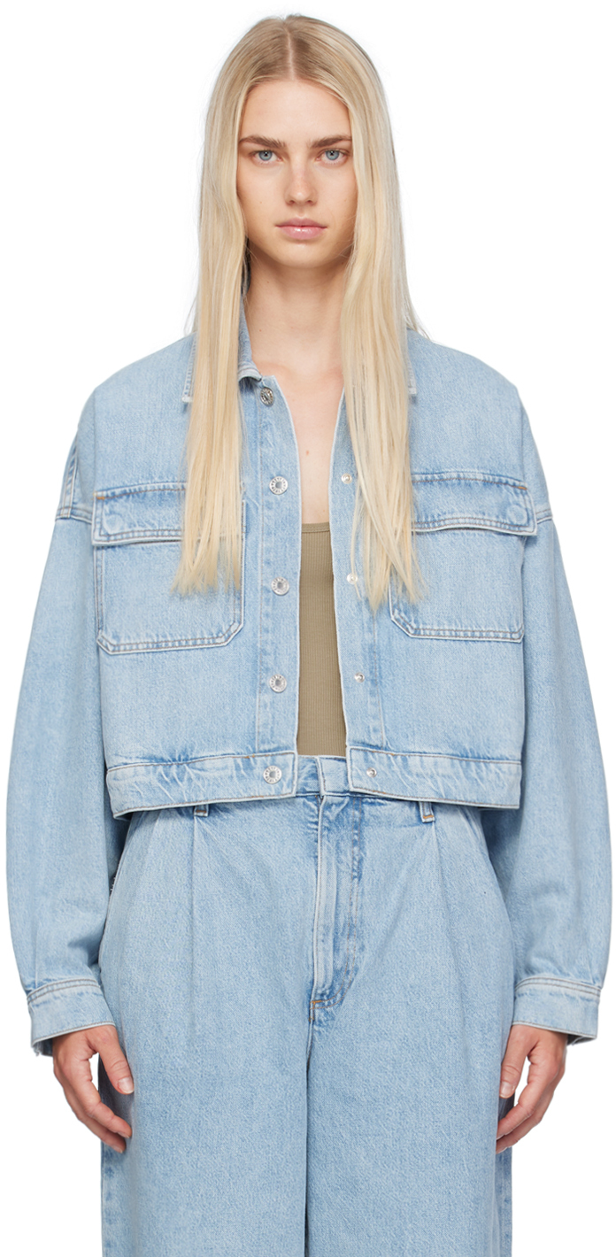 Shop Agolde Blue Luka Denim Jacket In Swvl