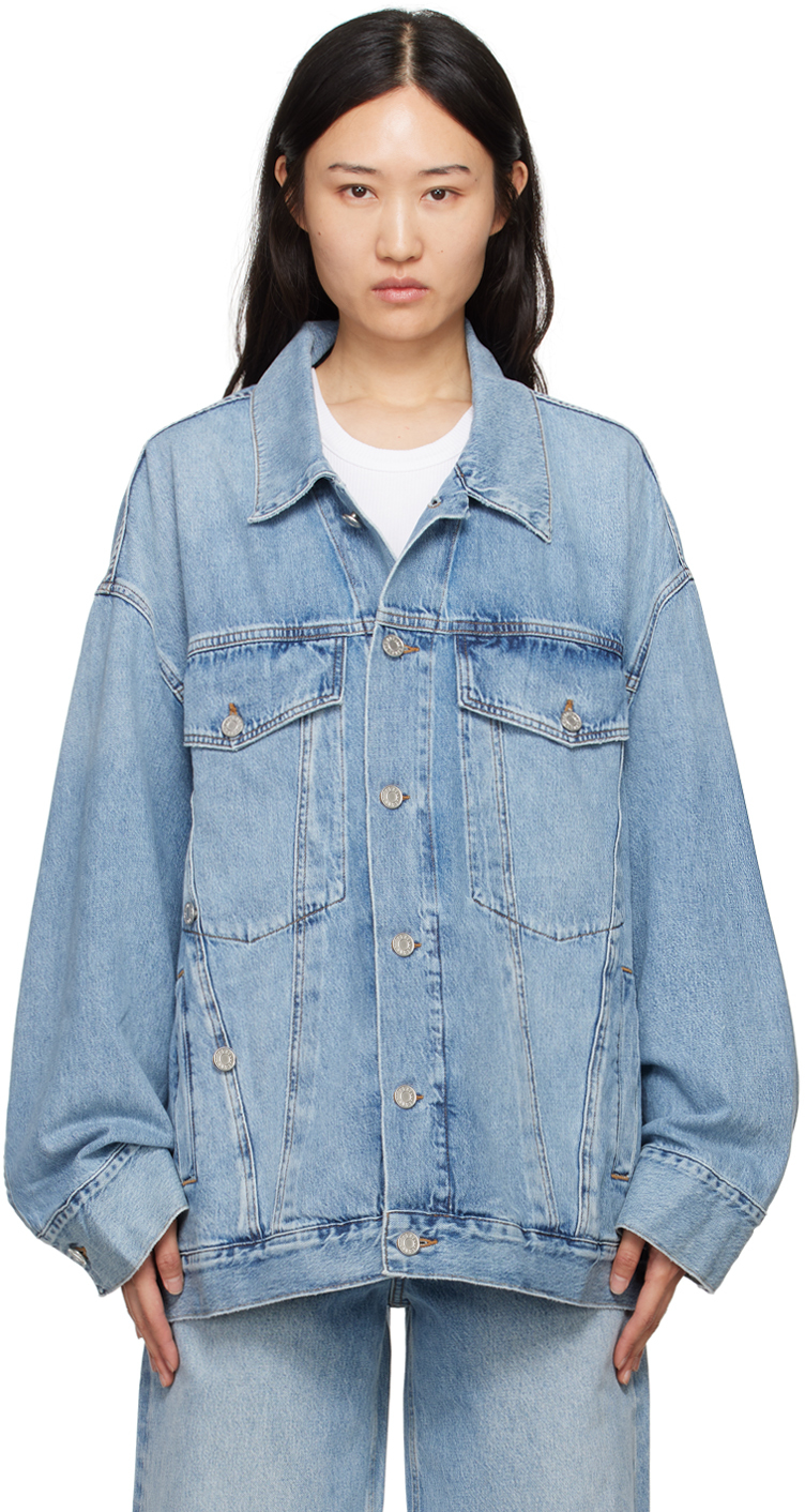 Shop Agolde Blue Reworked Wayne Denim Jacket In Clarity