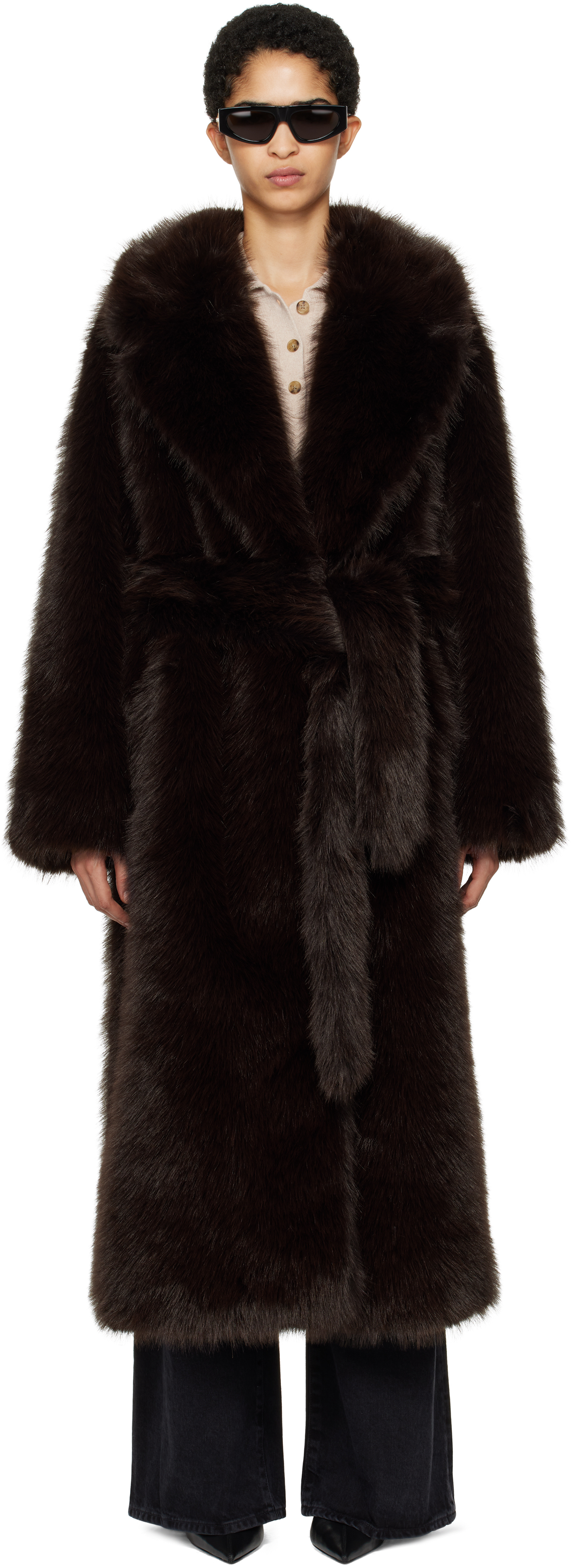 Brown Shoreditch Ski Club Edition Ebony Faux-Fur Coat