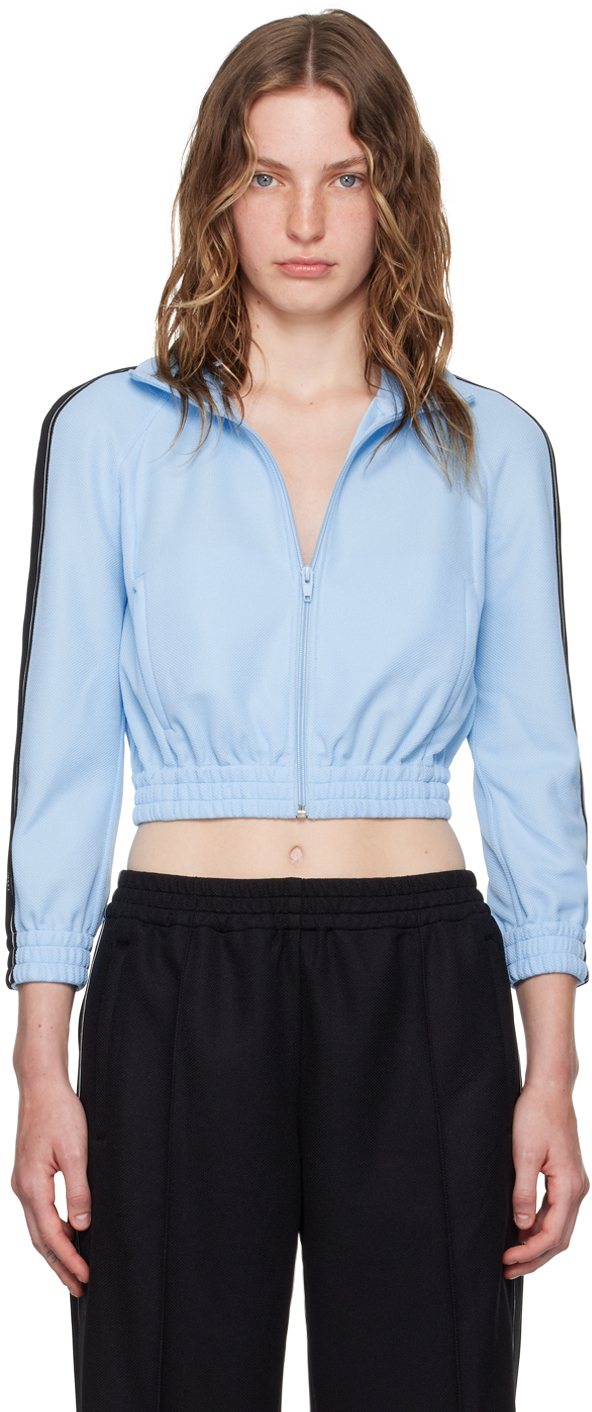 Shop Alexander Wang T Blue Logo Tape Track Jacket In Arctic 451b