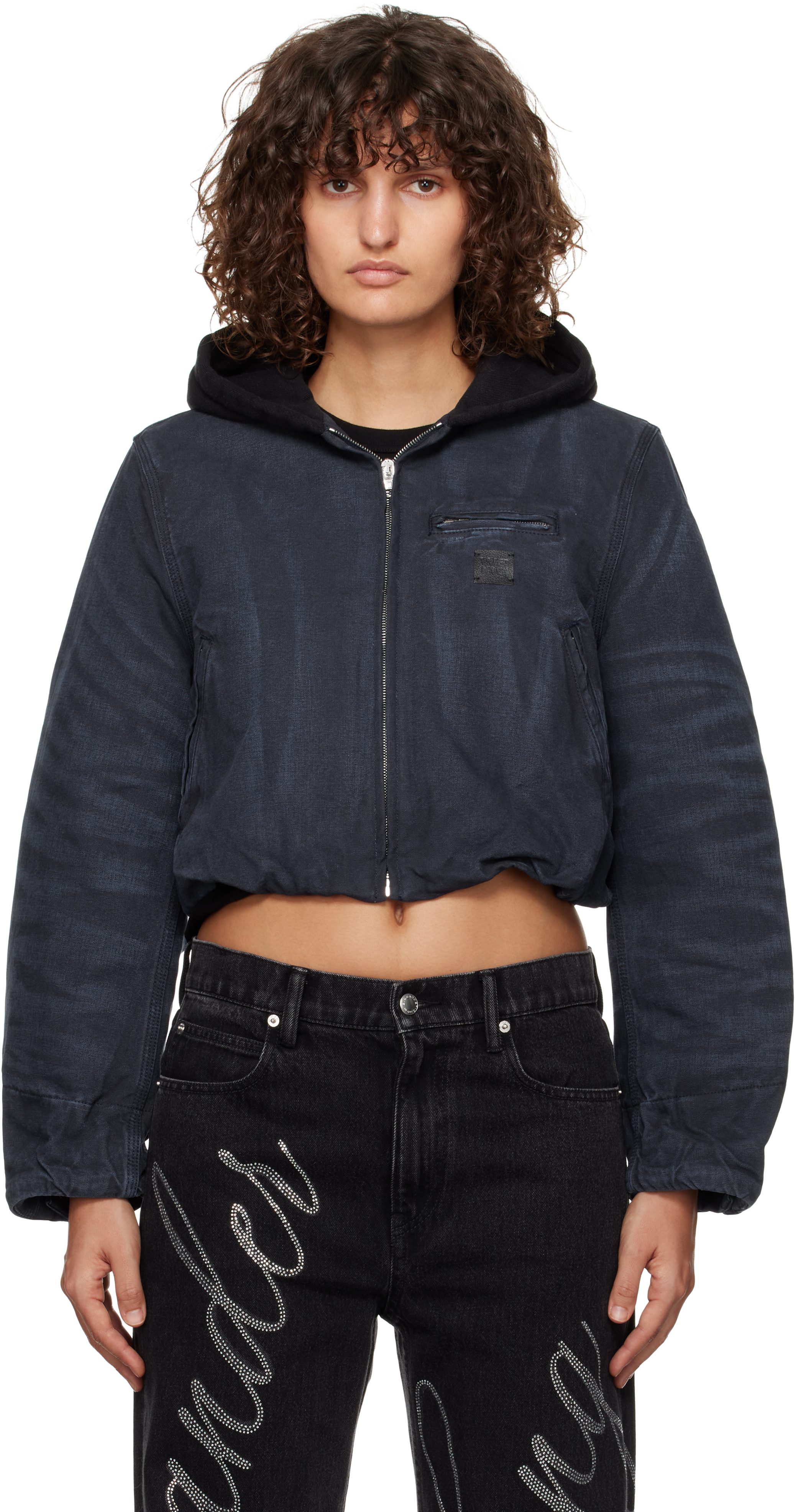 alexanderwang. t Navy Padded Zip-Up Hooded Jacket