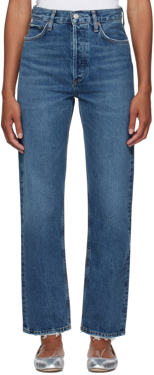 Shop Agolde Blue 90's Pinch Waist Jeans In Range