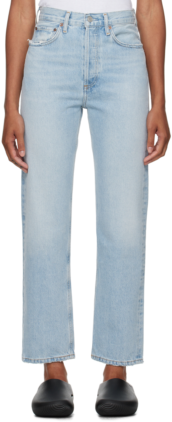 Shop Agolde Blue 90's Pinch Waist Jeans In Focus
