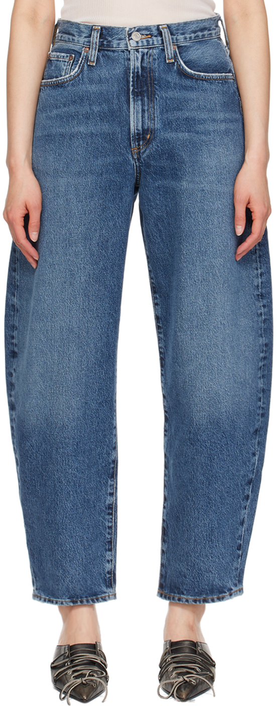 Shop Agolde Blue Balloon Jeans In Control
