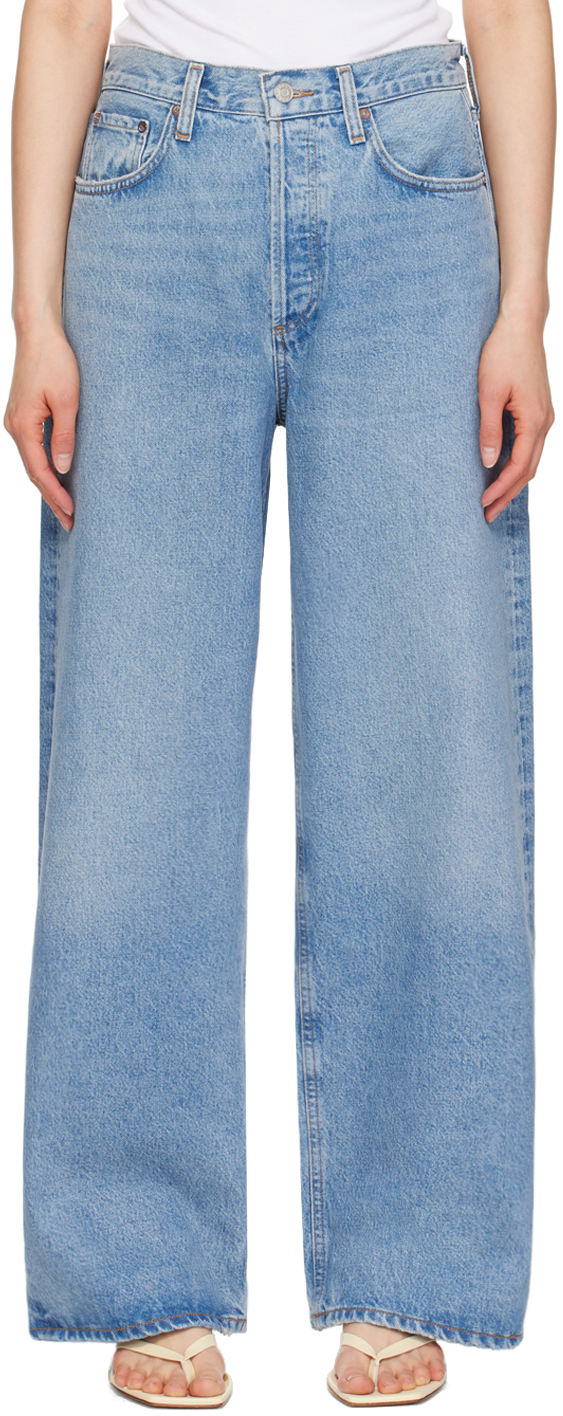 Blue Low Slung Jeans by AGOLDE on Sale