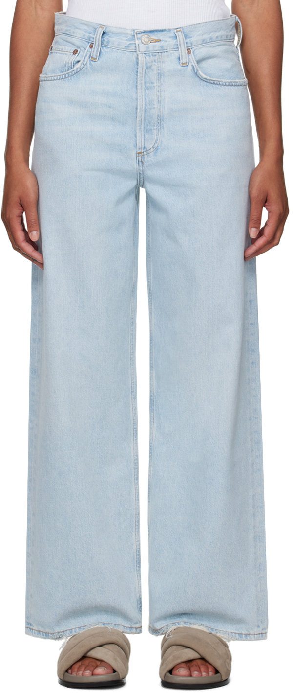 AGOLDE: Blue Low Slung Jeans | SSENSE