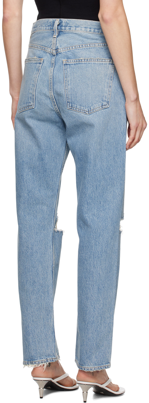 Agolde 90s Distressed Mid-rise Straight Jeans In Threadbare