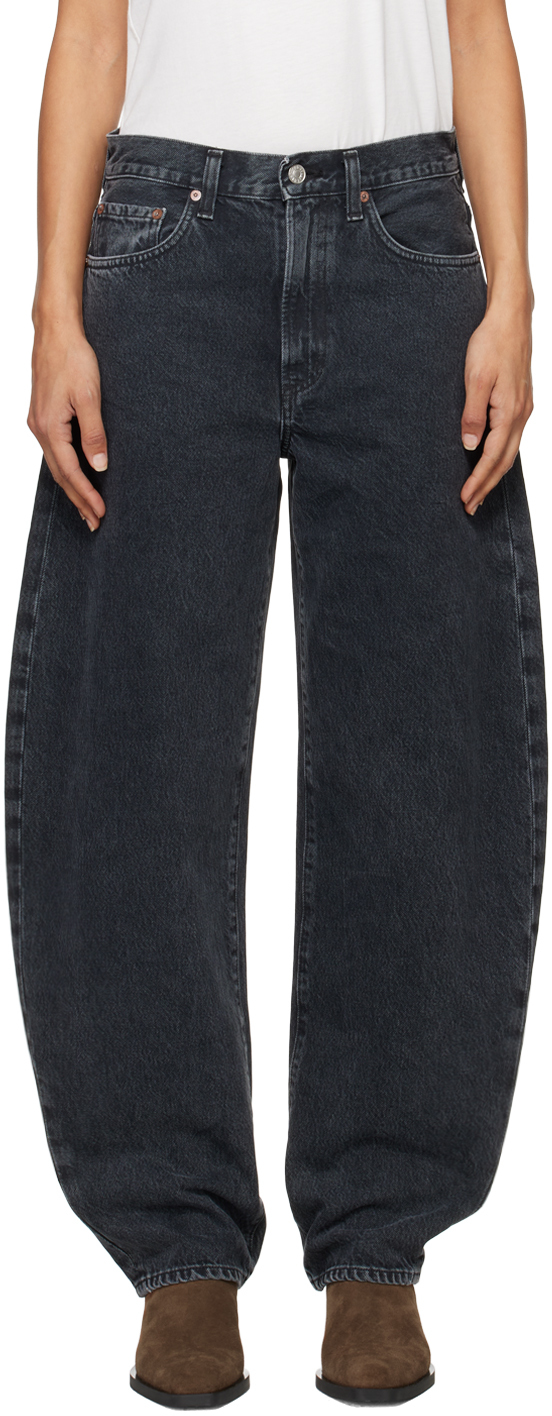 Shop Agolde Black Balloon Jeans In Black Tea