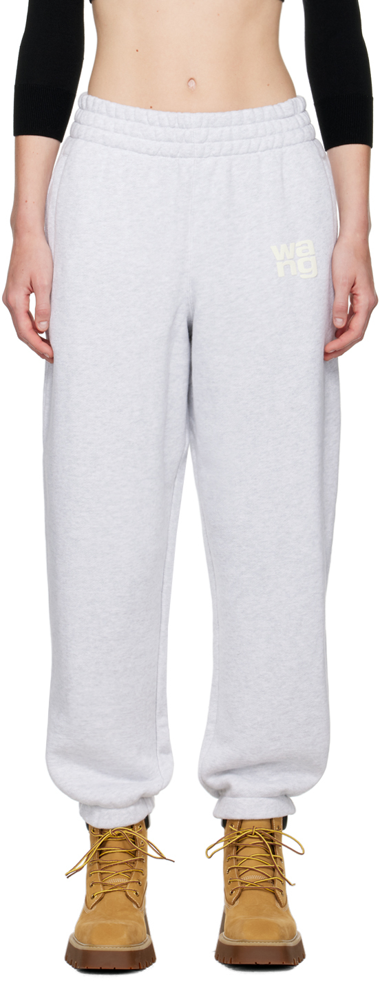 Shop Alexander Wang T Gray Puff Logo Sweatpants In Lt Hthr Grey 050