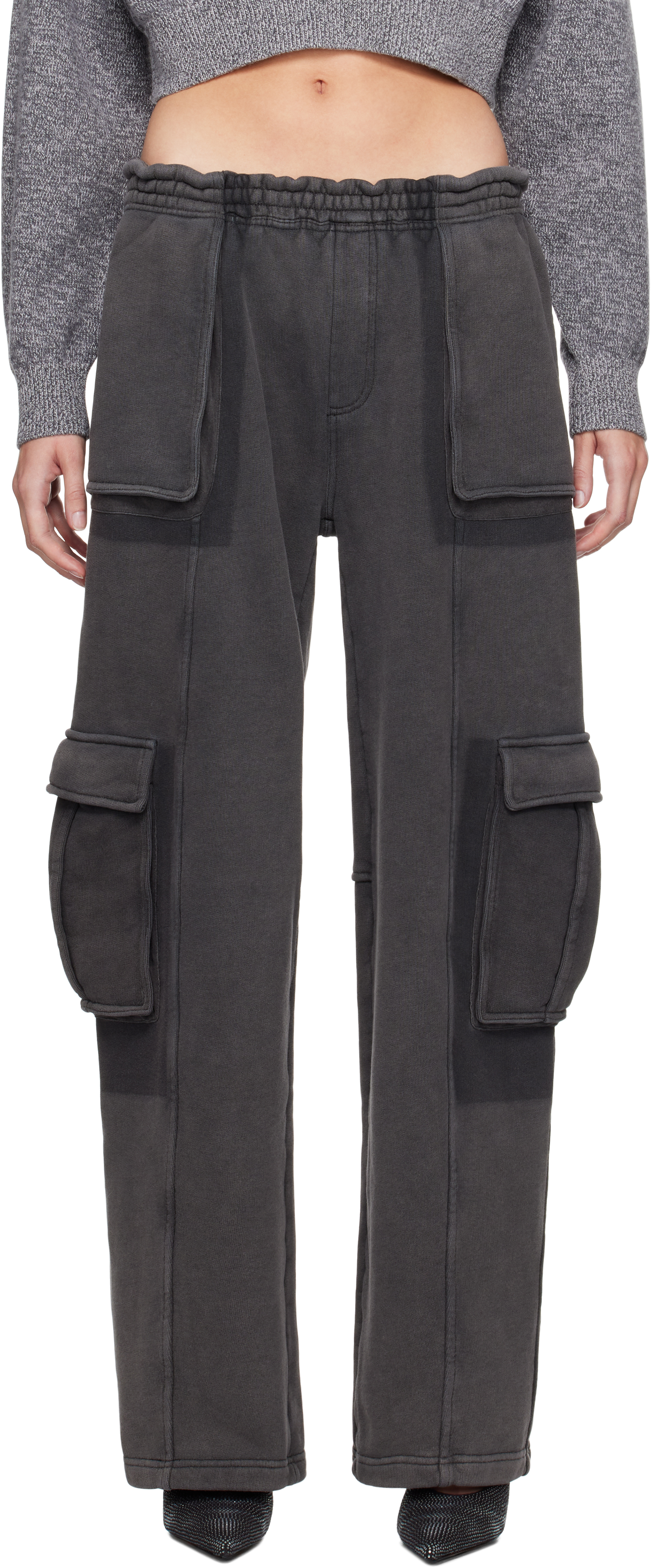 Shop Alexander Wang T Gray Oversized Cargo Sweatpants In 062a Washed Shadow