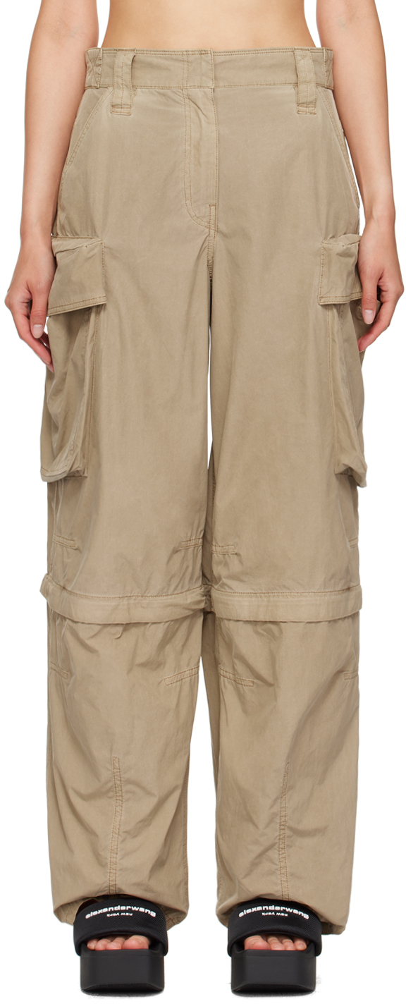 Shop Alexander Wang T Beige Oversize Pockets Cargo Pants In Safari 210