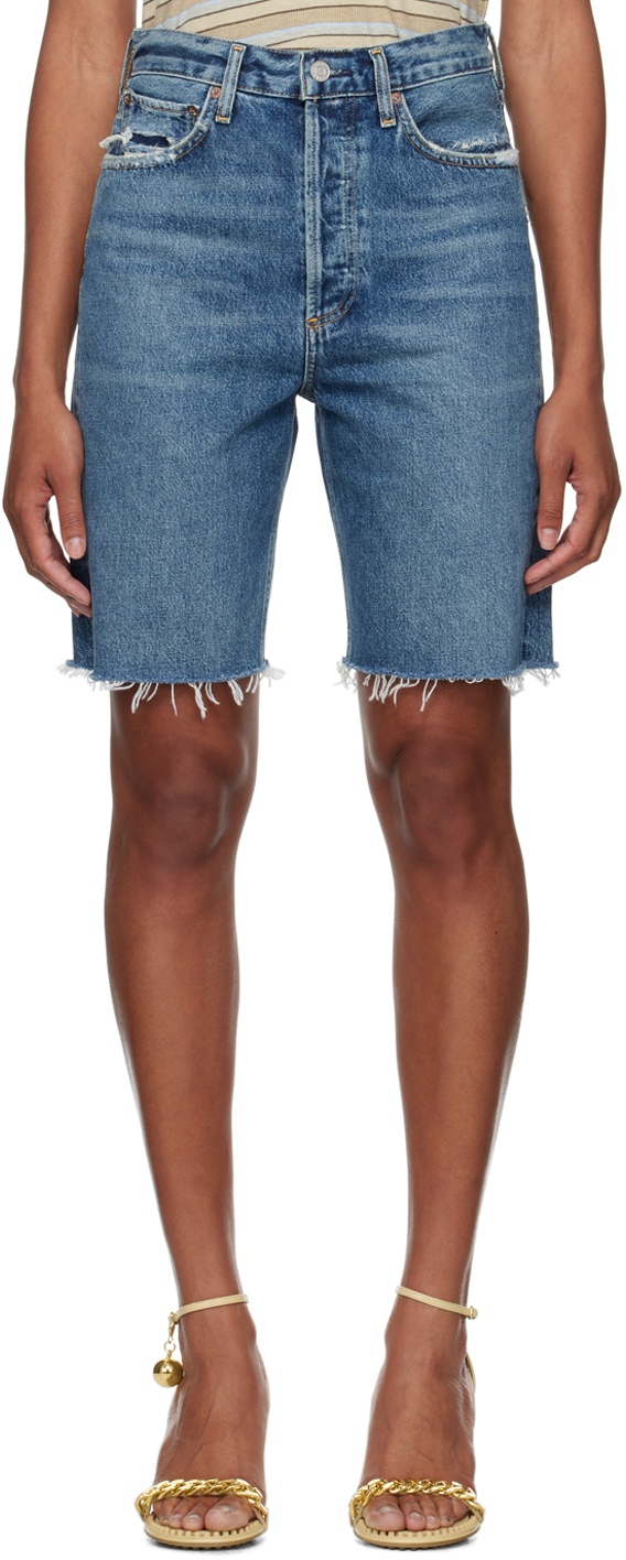 Shop Agolde Blue 90's Denim Shorts In Precision