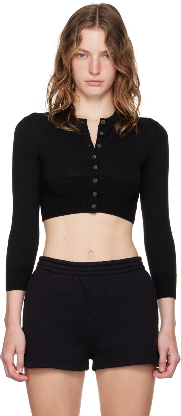 Shop Alexander Wang T Black Shrunken Cardigan In Black 001