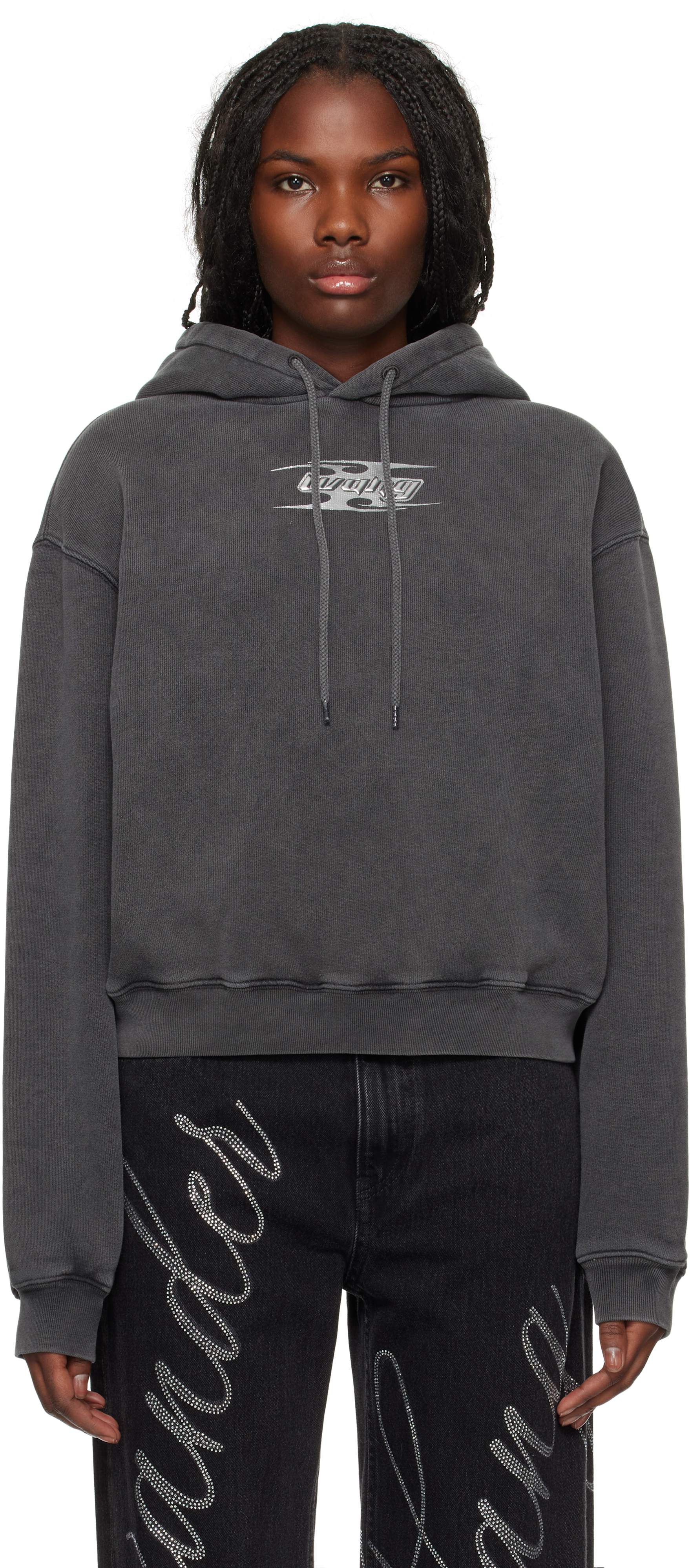 alexanderwang. t Gray Blade Logo-Embossed Hoodie