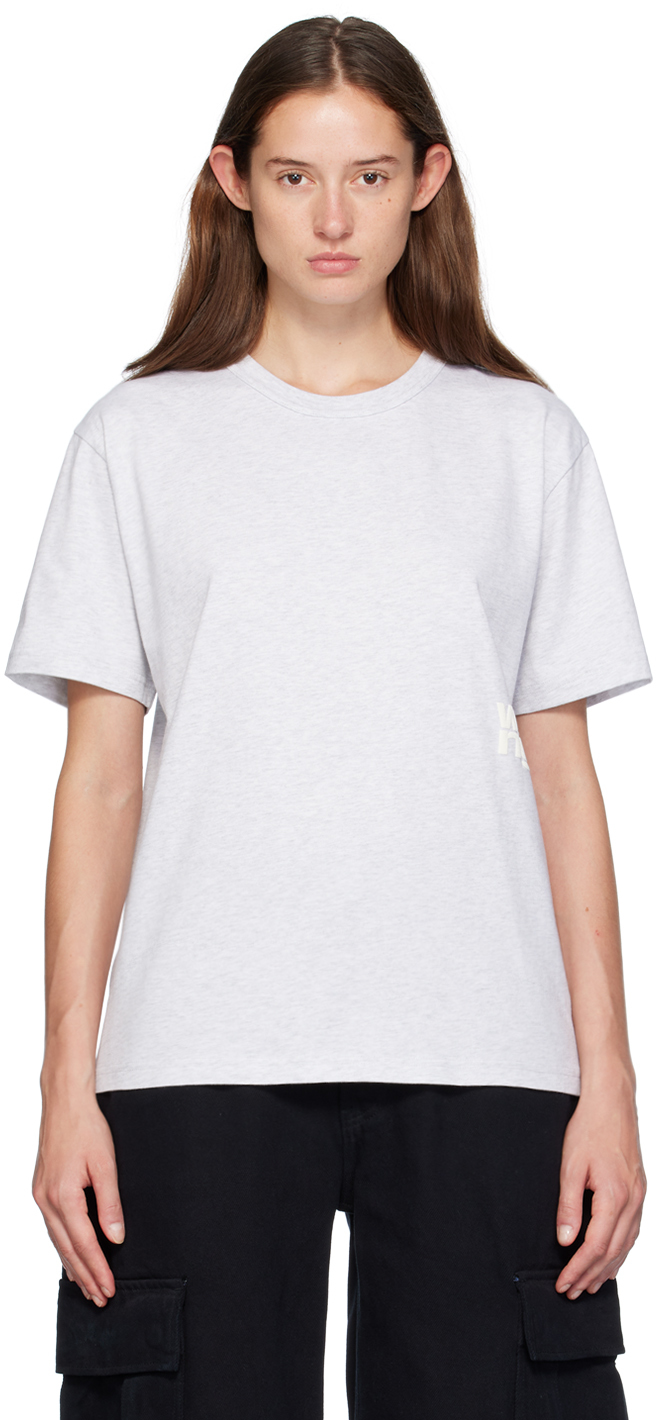 Shop Alexander Wang T Gray Puff Logo T-shirt In Lt Hthr Grey 050