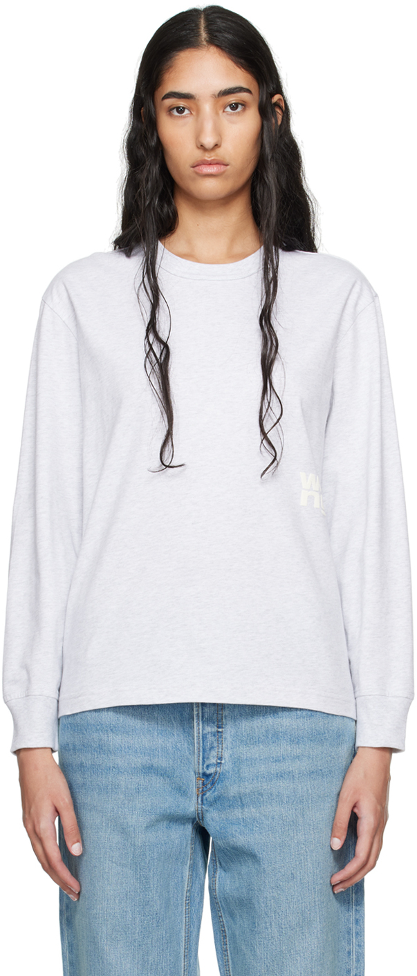 alexanderwang. t White Embossed Stacked Logo Long Sleeve T-Shirt