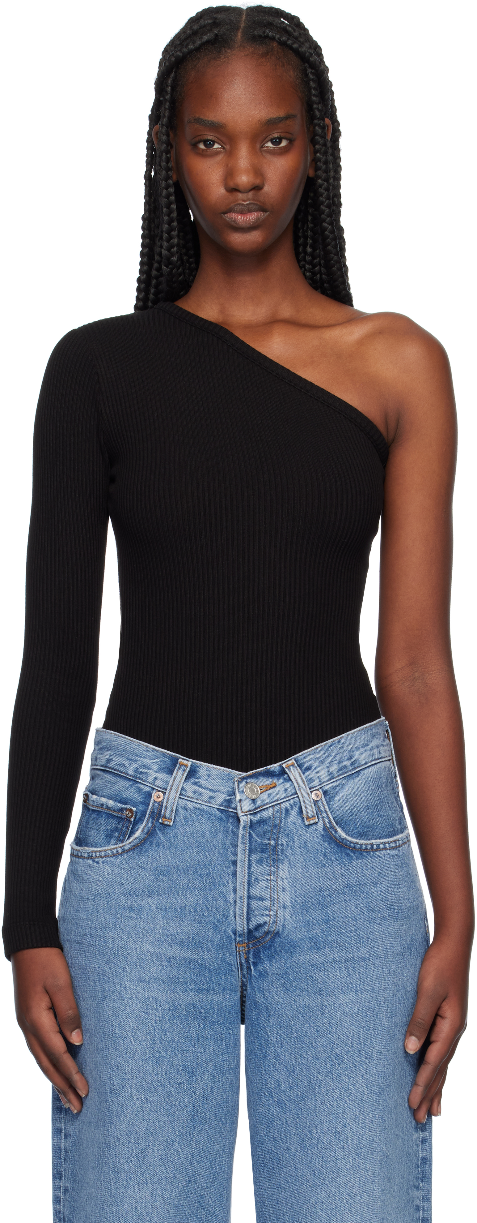 【関税込み】AGOLDE ブラック Etienne ボディスーツ AGOLDE: Black Etienne Bodysuit | SSENSE 日本