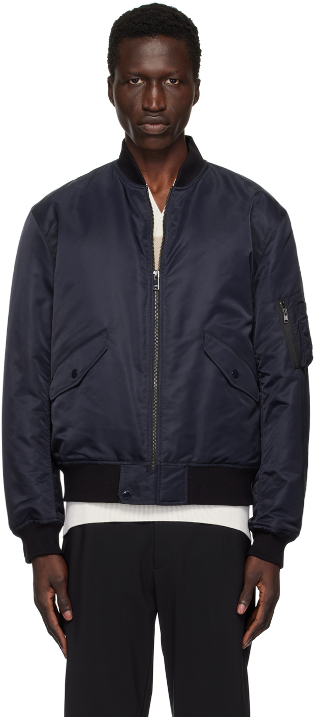 Shop Theory Navy Oversized Bomber Jacket In Baltic