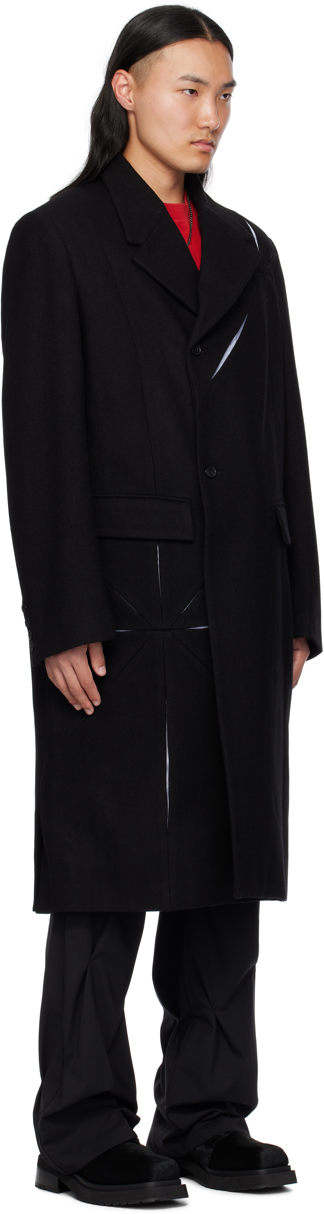 KUSIKOHC BLACK ORIGAMI LONG COAT 