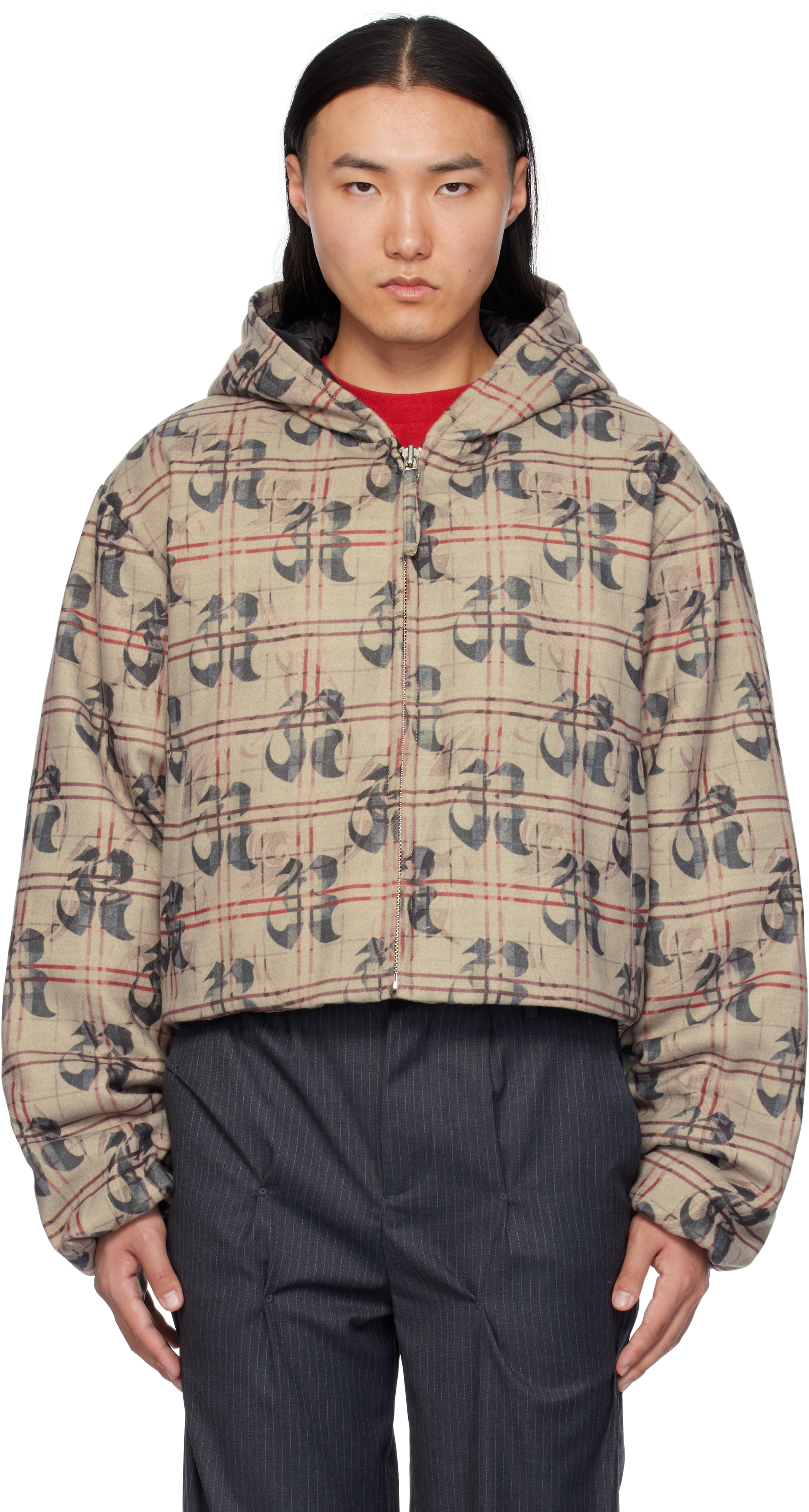 Shop Kusikohc Beige Pattern Anorak Windbreaker Jacket In Fantasy