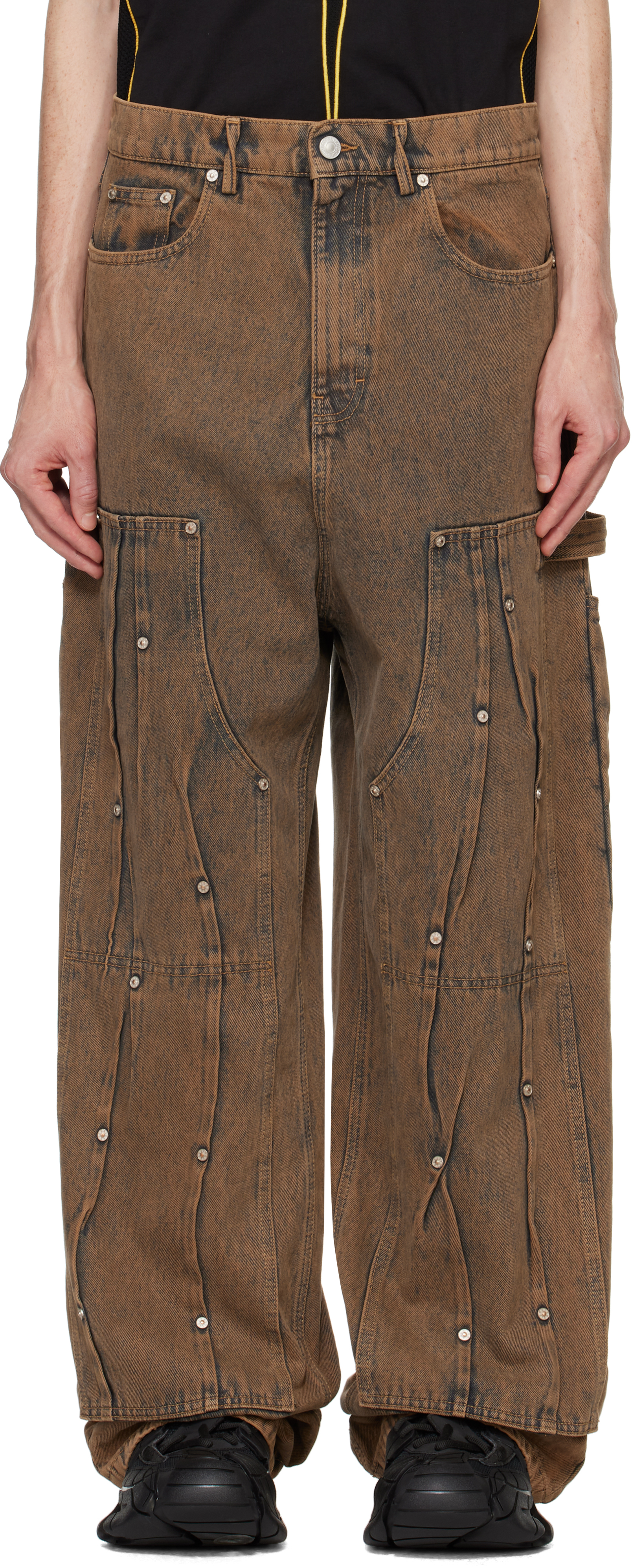 Brown Workwear Multi Rivet Jeans