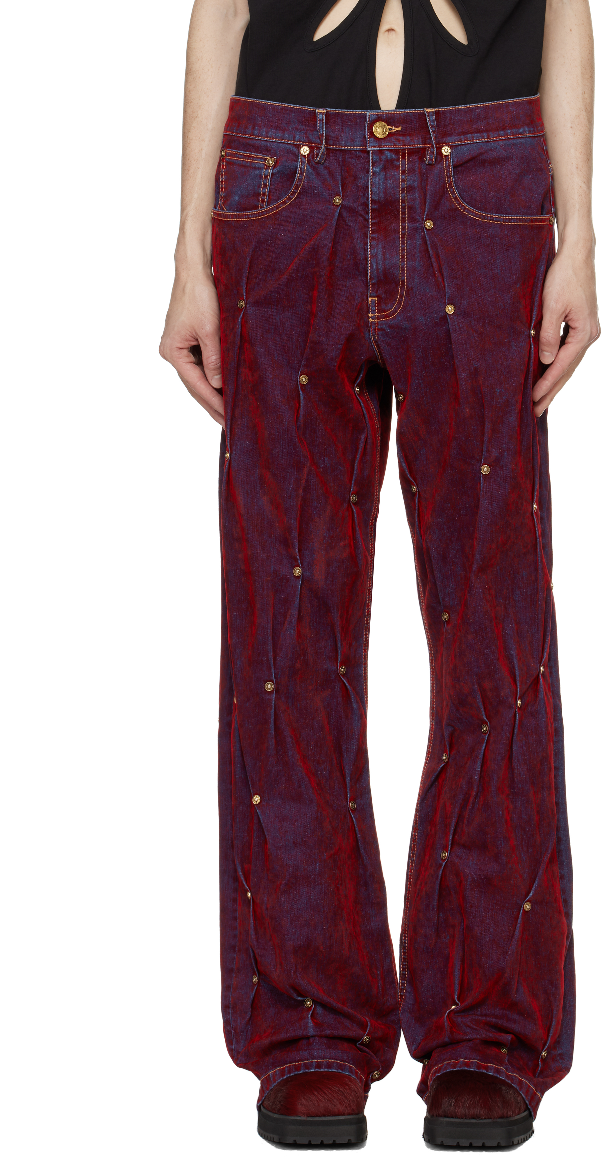 Red Velvet Multi Rivet Jeans