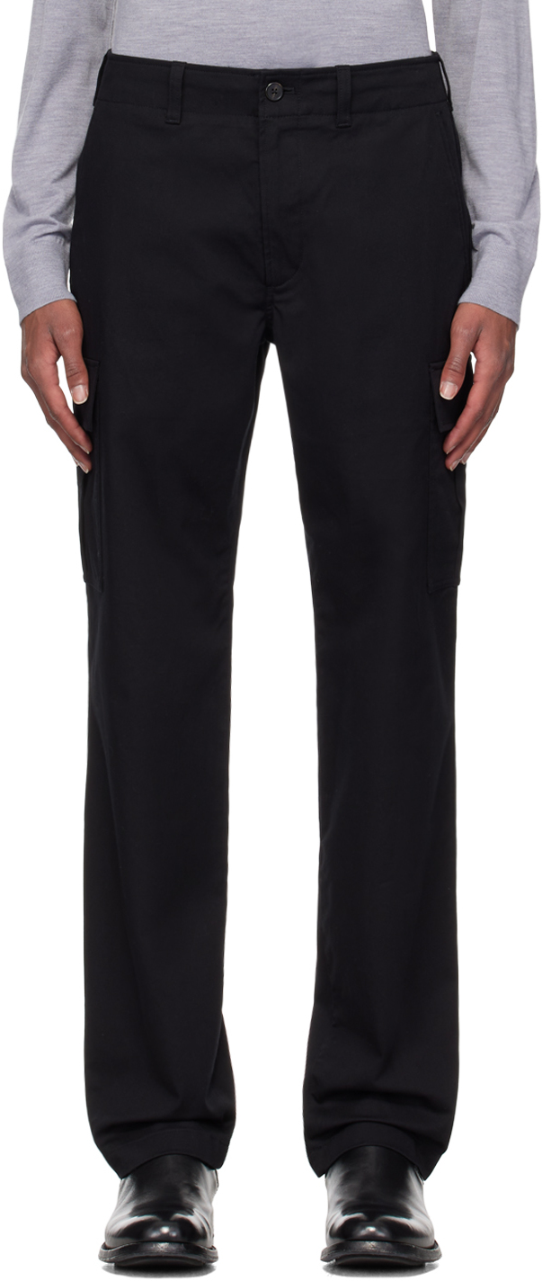 Shop Theory Black Straight Cargo Pants