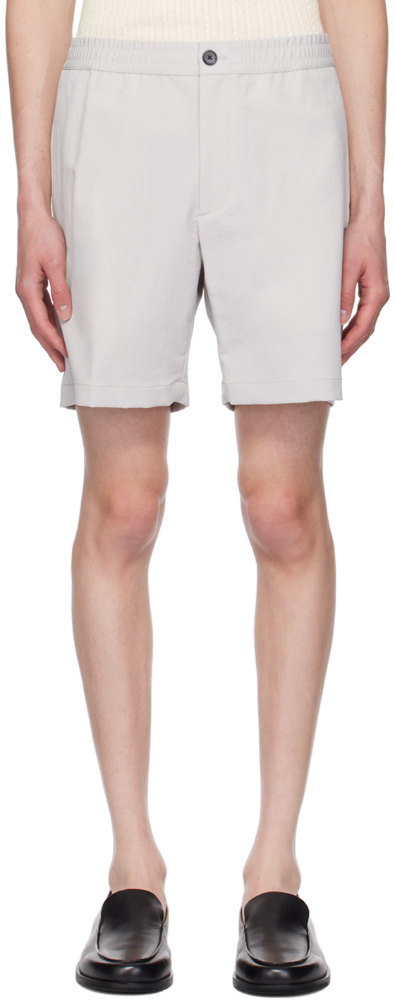 Shop Theory Gray Drawstring Shorts In Vapor - Xrd