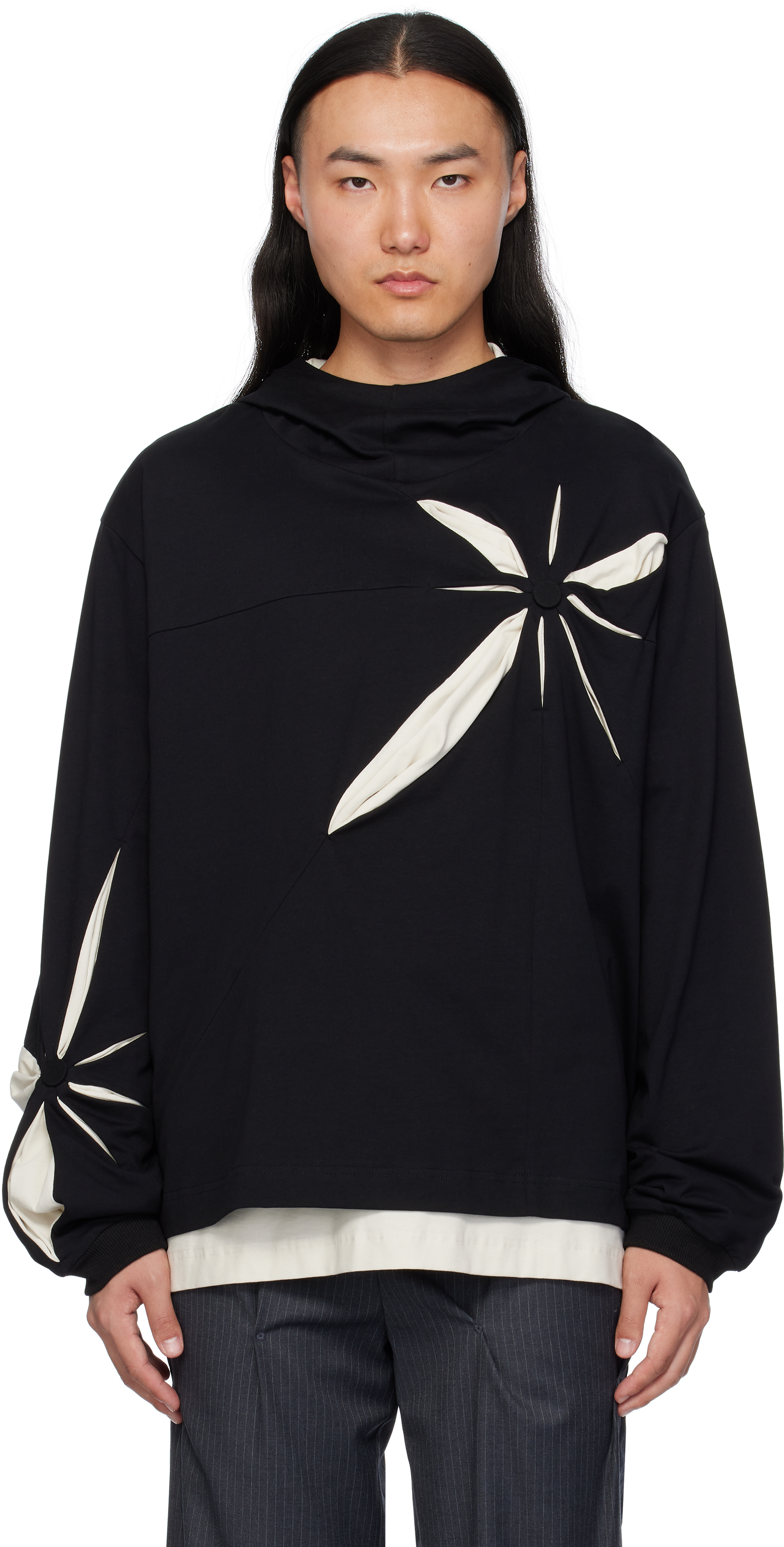 Shop Kusikohc Black Origami Long Hoodie