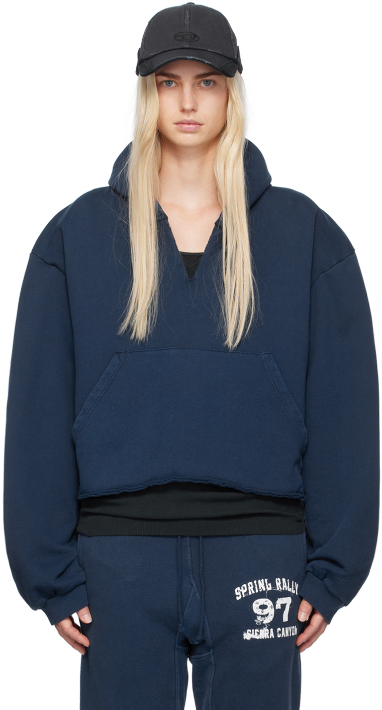 Shop Greg Ross Ssense Exclusive Navy V-neck Hoodie