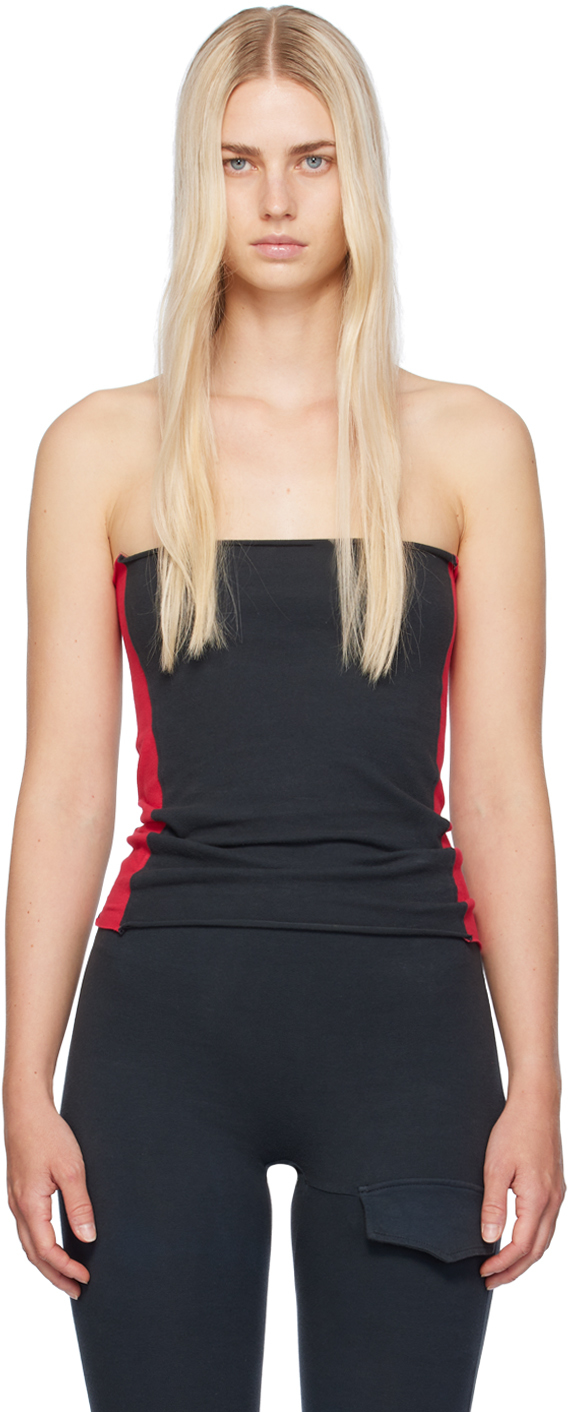 Shop Greg Ross Ssense Exclusive Black & Red Tube Top In Black/red Stripe