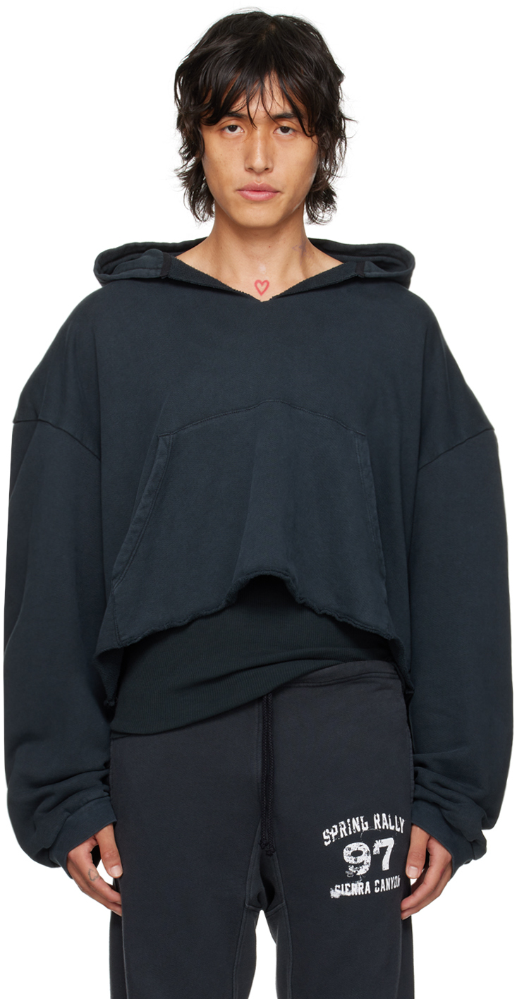 GREG ROSS SSENSE EXCLUSIVE BLACK V-NECK HOODIE 