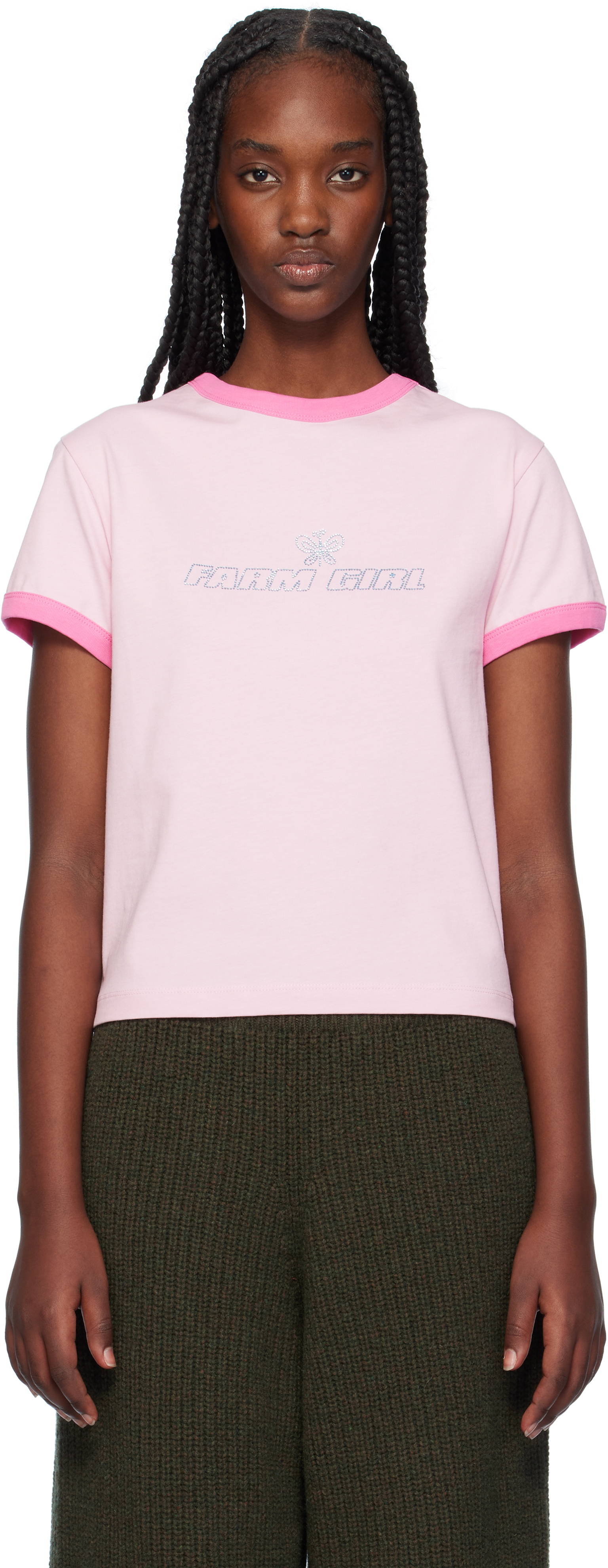 Pink 'Farm Girl' Ringer T-shirt