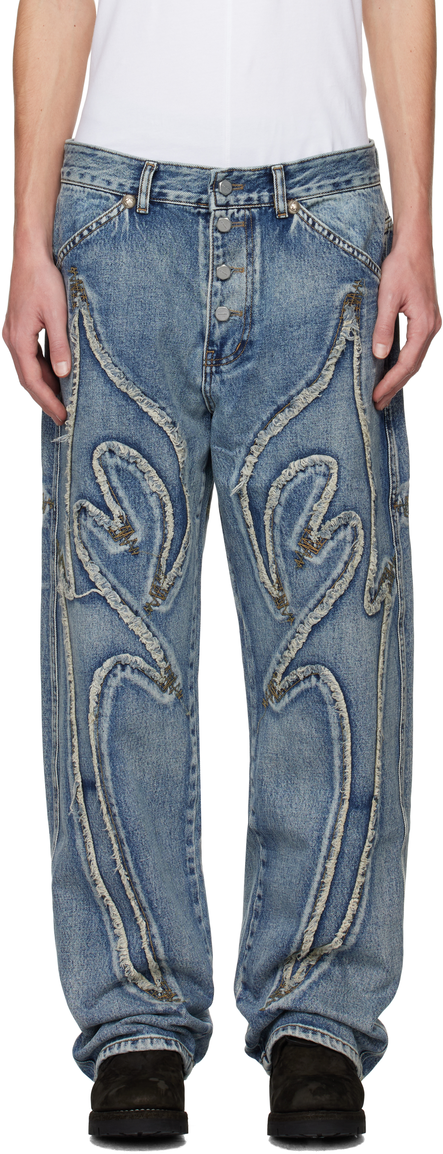 Blue Laser-Cut Jeans