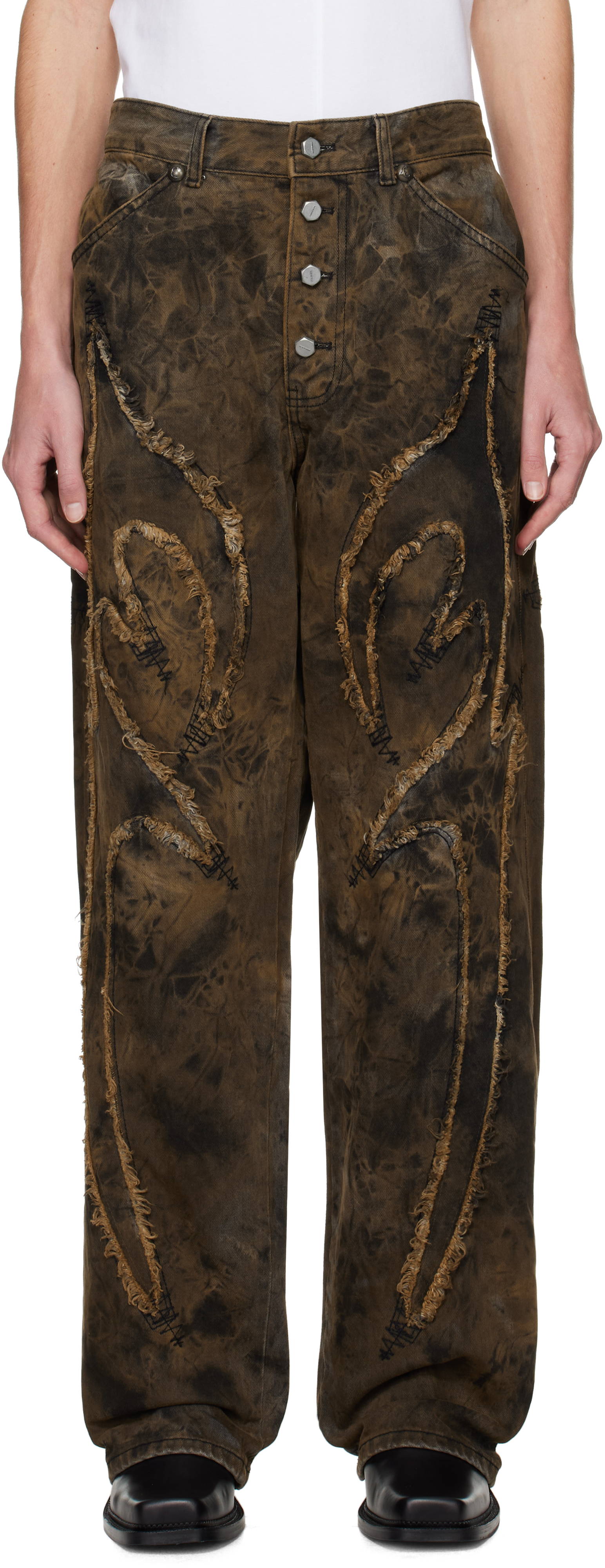 Brown Laser-Cut Jeans