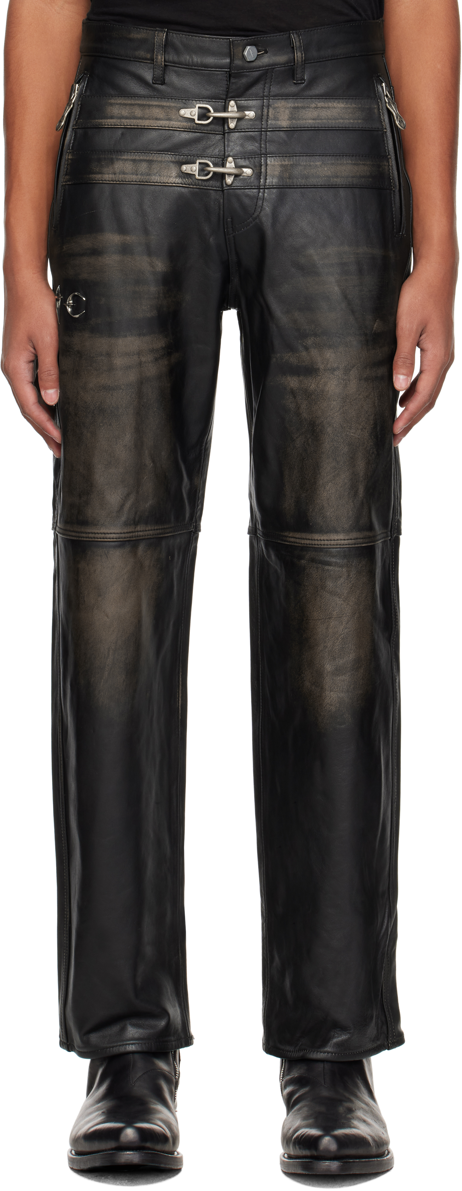 Black Bio Soldier Leather Pants