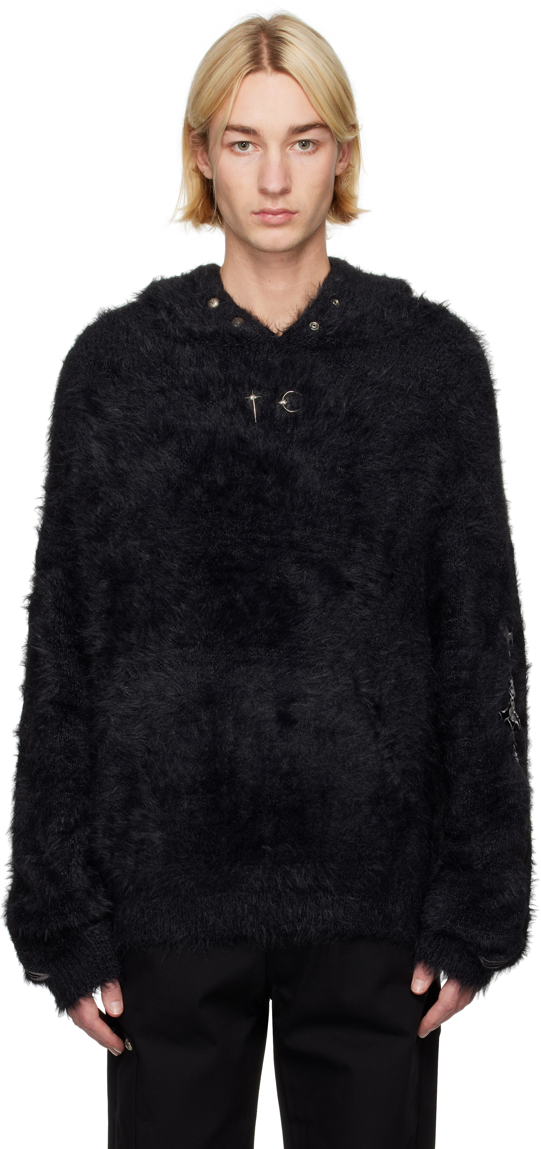 Shop Thug Club Black Pack Sword Faux-fur Hoodie