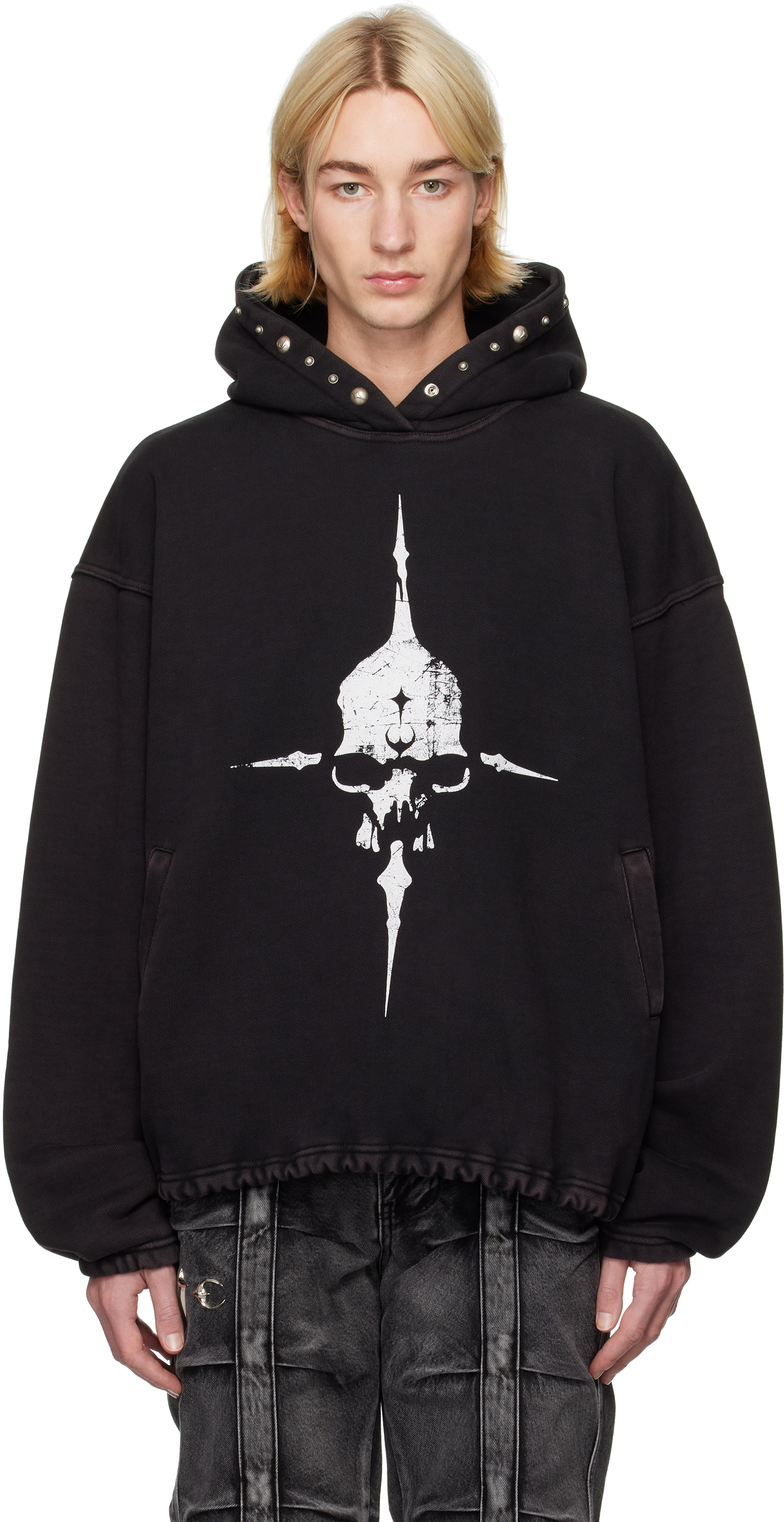 Black Peace Stud Hoodie